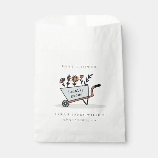 Niedliche Blauer Blumenkartentoiletten-Babydusche Geschenktütchen (Vorderseite)