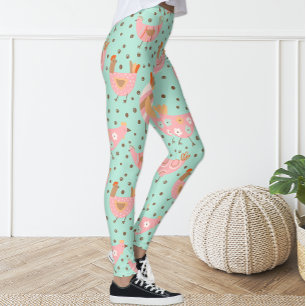 Niedliche blauer Rosa Hennenhähnchen Leggings