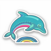 Niedliche Blauer Sprung Dolphin Illustration Aufkleber (Vorderseite)