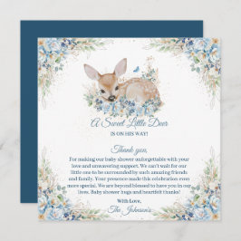 Niedliche Blauer und Beige Blütendusche Dankeskarte