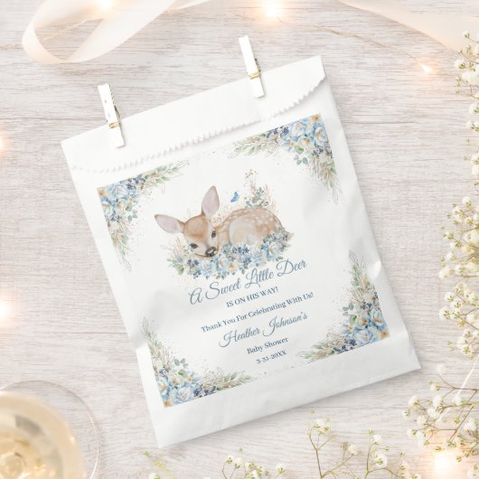 Niedliche Blauer und Beige Blütendusche Geschenktütchen (Ausgeschnitten)