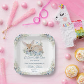 Niedliche Blauer und Beige Blütendusche Pappteller (Party)