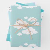 Niedliche Blauer Wrapper aus Wolken Geschenkpapier Set (Beispiel)