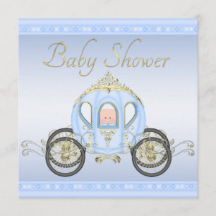 Niedliche blaues Baby-Dusche Prinz-Coach Einladung
