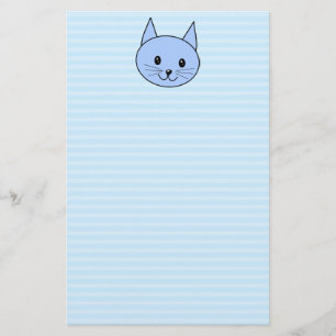 Niedliche Blaukatze. Hellblauer Streifen-Hintergru Briefpapier