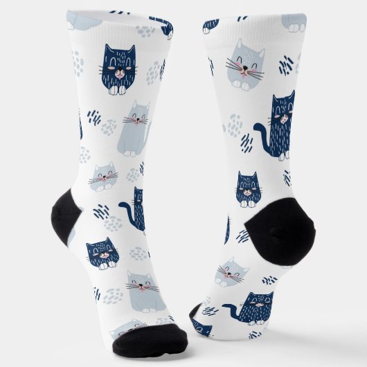 Niedliche Blaukatzen Socken (Gewinkelt)