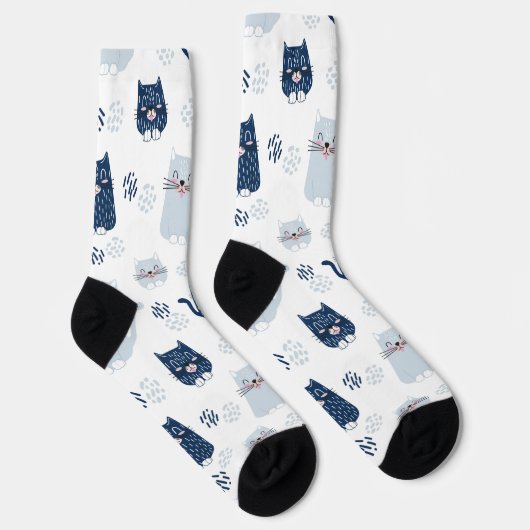 Niedliche Blaukatzen Socken (Rechts)