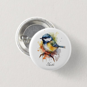 Niedliche Blaumeise auf einem Ast, individuell anp Button