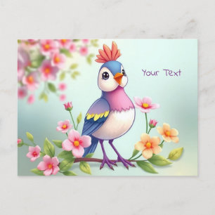 Niedliche Blaurosa Vogelgrippe Postkarte