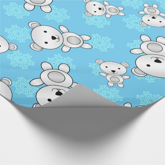 Niedliche Blauschneeflocken der polaren Bären Geschenkpapier (Ecke)