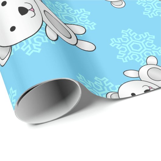 Niedliche Blauschneeflocken der polaren Bären Geschenkpapier (Rolleneckpunkt)
