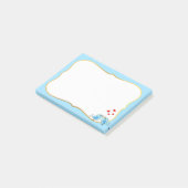 Niedliche Blauvögel, Herz und hellblauer Rahmen Post-it Klebezettel (angewinkelt)