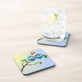 Niedliche Blauvögel im Cartoon der Liebe Getränkeuntersetzer (Rechte Seite)