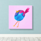 Niedliche Blauvogelwasserfarbe Leinwanddruck (Insitu (Holzboden))