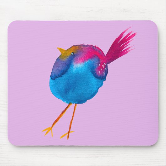 Niedliche Blauvogelwasserfarbe Mousepad (Vorne)