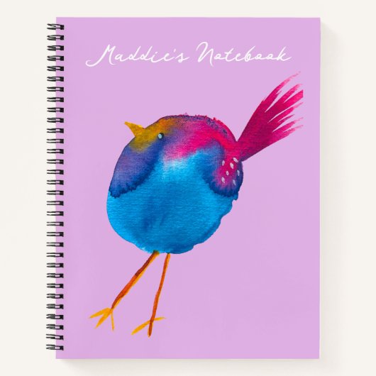 Niedliche Blauvogelwasserfarbe Notizblock (Vorderseite)