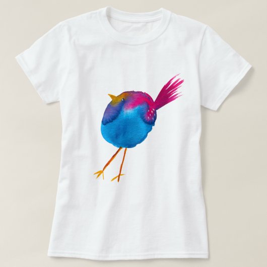 Niedliche Blauvogelwasserfarbe T-Shirt (Design vorne)