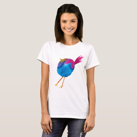Niedliche Blauvogelwasserfarbe T-Shirt (Vorne ganz)