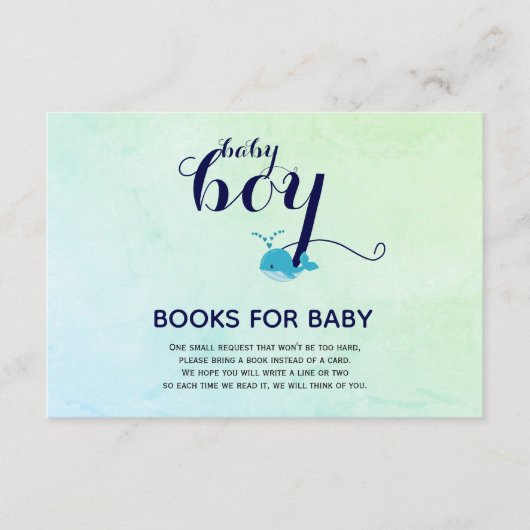 Niedliche Blauwal-Ozeanbücher für Babydusche Begleitkarte (Vorderseite)
