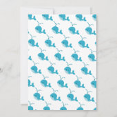 Niedliche Blauwal-Typografie-Babydusche Einladung (Rückseite)