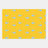 Niedliche Blauwale auf Orange Geschenkpapier Set (Vorderseite 3)