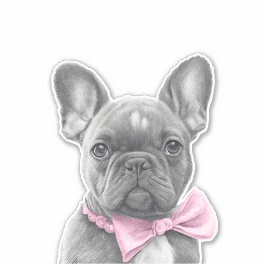 Niedliche Bleistifskizze, französischer Bulldogge Aufkleber (Vorderseite)