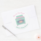 Niedliche Blende in der Oven-Baby-Dusche Runder Aufkleber (Umschlag)