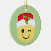 Niedliche blinzelnde WeihnachtenEmoji Keramik Ornament (Rechts)