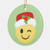 Niedliche blinzelnde WeihnachtenEmoji Keramik Ornament (Links)
