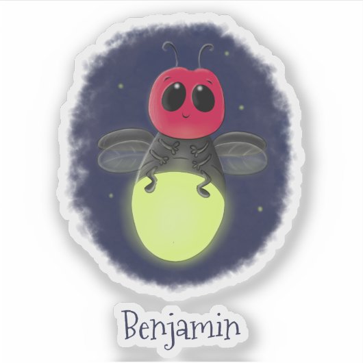 Niedliche Blitzfehler-Firefrefly-Cartoon-Abbildung Aufkleber (Vorderseite)