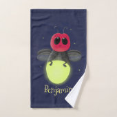 Niedliche Blitzfehler-Firefrefly-Cartoon-Abbildung Badhandtuch Set (Handtuch)