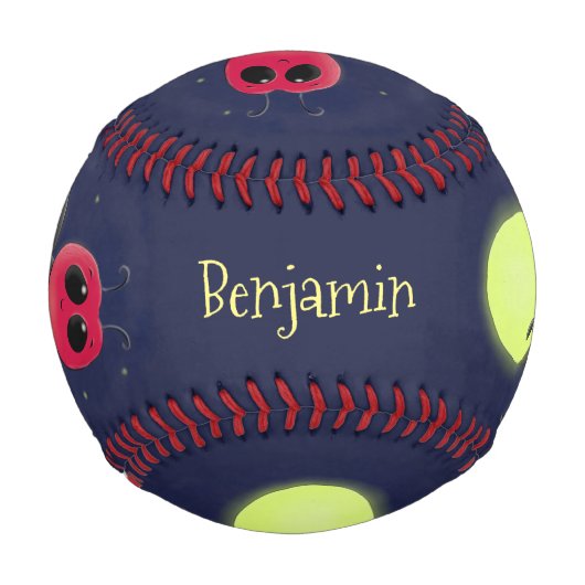 Niedliche Blitzfehler-Firefrefly-Cartoon-Abbildung Baseball (Vorderseite)