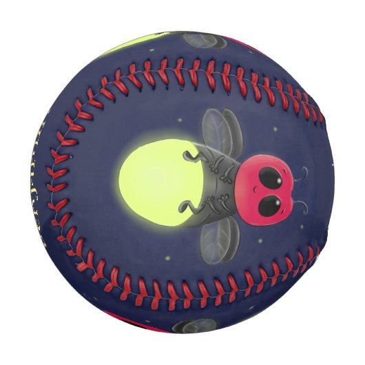 Niedliche Blitzfehler-Firefrefly-Cartoon-Abbildung Baseball (Vorderseite Links)