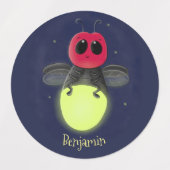 Niedliche Blitzfehler-Firefrefly-Cartoon-Abbildung Etiketten (Design 2)