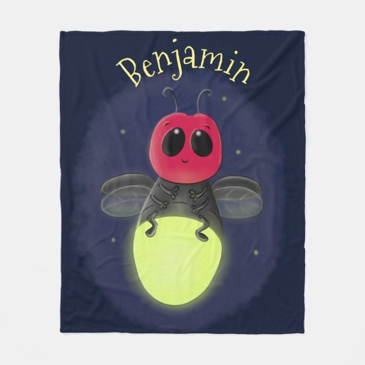 Niedliche Blitzfehler-Firefrefly-Cartoon-Abbildung Fleecedecke (Vorderseite)