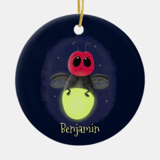 Niedliche Blitzfehler-Firefrefly-Cartoon-Abbildung Keramik Ornament (Vorne)