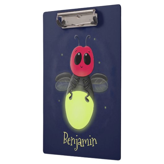 Niedliche Blitzfehler-Firefrefly-Cartoon-Abbildung Klemmbrett (Links)