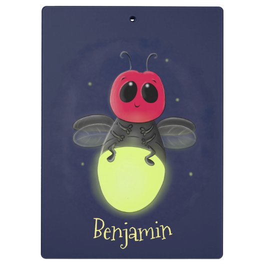Niedliche Blitzfehler-Firefrefly-Cartoon-Abbildung Klemmbrett (Rückseite)