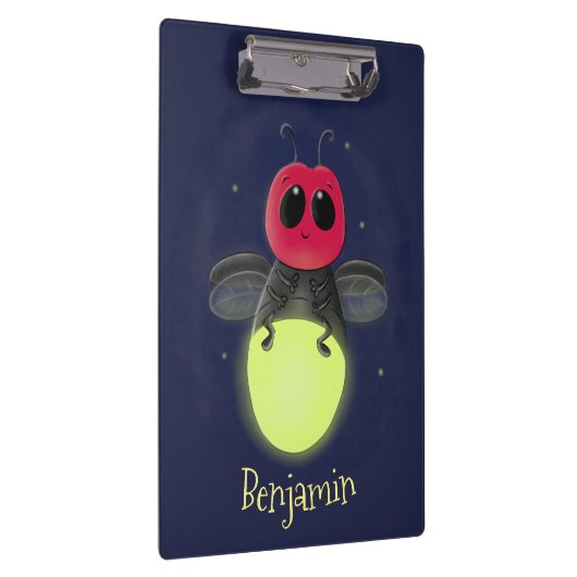 Niedliche Blitzfehler-Firefrefly-Cartoon-Abbildung Klemmbrett (Rechts)