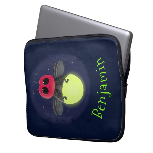 Niedliche Blitzfehler-Firefrefly-Cartoon-Abbildung Laptopschutzhülle (Vorderseite Links)
