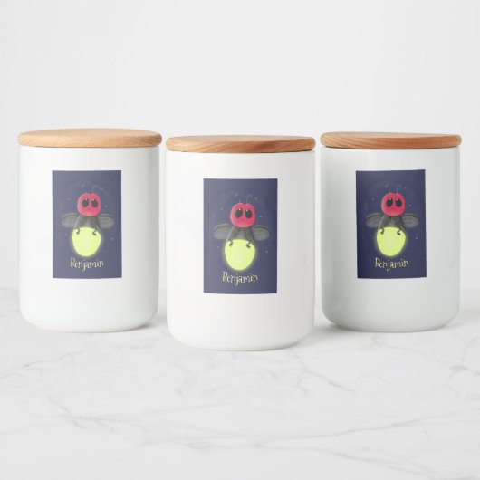 Niedliche Blitzfehler-Firefrefly-Cartoon-Abbildung Lebensmitteletikett (Flaschen)