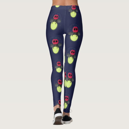 Niedliche Blitzfehler-Firefrefly-Cartoon-Abbildung Leggings (Rückseite)