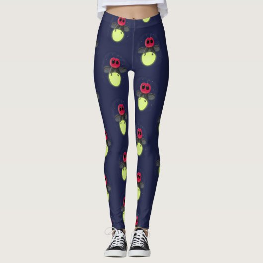Niedliche Blitzfehler-Firefrefly-Cartoon-Abbildung Leggings (Vorderseite)