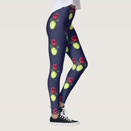 Niedliche Blitzfehler-Firefrefly-Cartoon-Abbildung Leggings (Rechts)