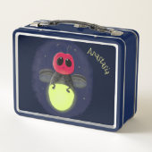 Niedliche Blitzfehler-Firefrefly-Cartoon-Abbildung Metall Brotdose (Rückseite)