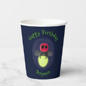 Niedliche Blitzfehler-Firefrefly-Cartoon-Abbildung Pappbecher (Rückseite)