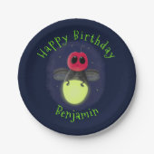 Niedliche Blitzfehler-Firefrefly-Cartoon-Abbildung Pappteller (Vorderseite)