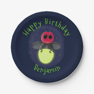 Niedliche Blitzfehler-Firefrefly-Cartoon-Abbildung Pappteller