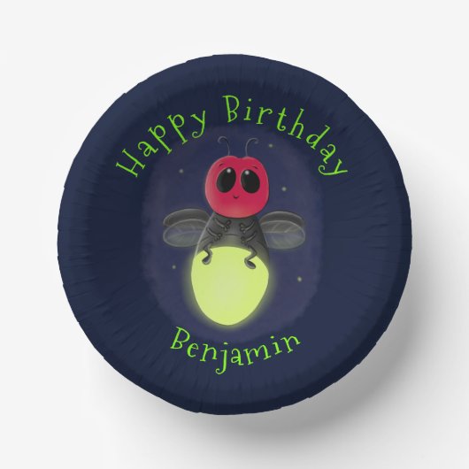 Niedliche Blitzfehler-Firefrefly-Cartoon-Abbildung Pappteller (Vorderseite)