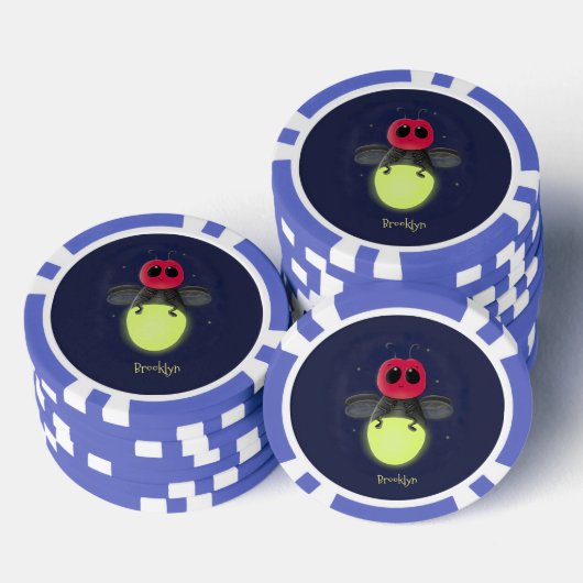Niedliche Blitzfehler-Firefrefly-Cartoon-Abbildung Pokerchips (Stapel)